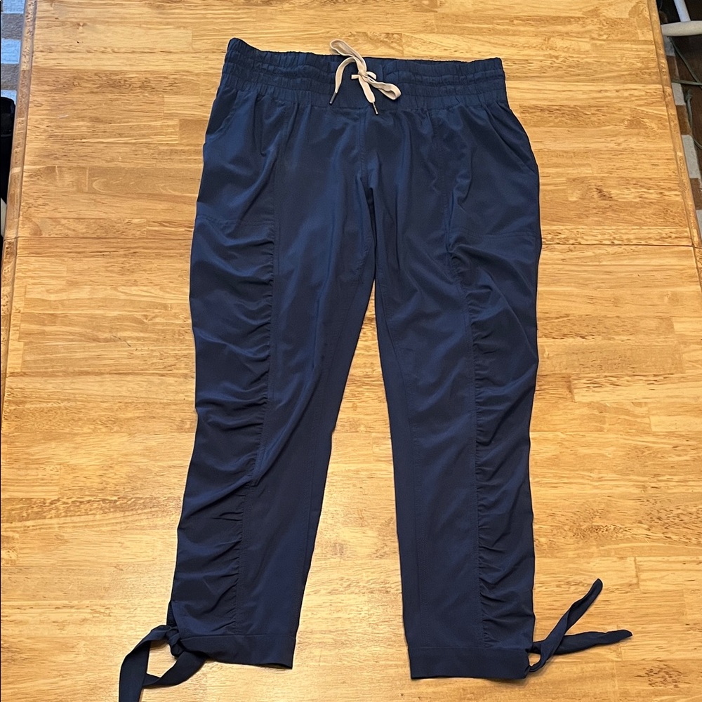 Prana Navy Joggers with Drawstring and Side Ties